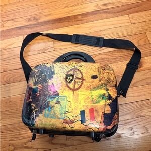 Heys Milano Carry-On Hard Shell Make up Travel Small Suitcase map lightweight
